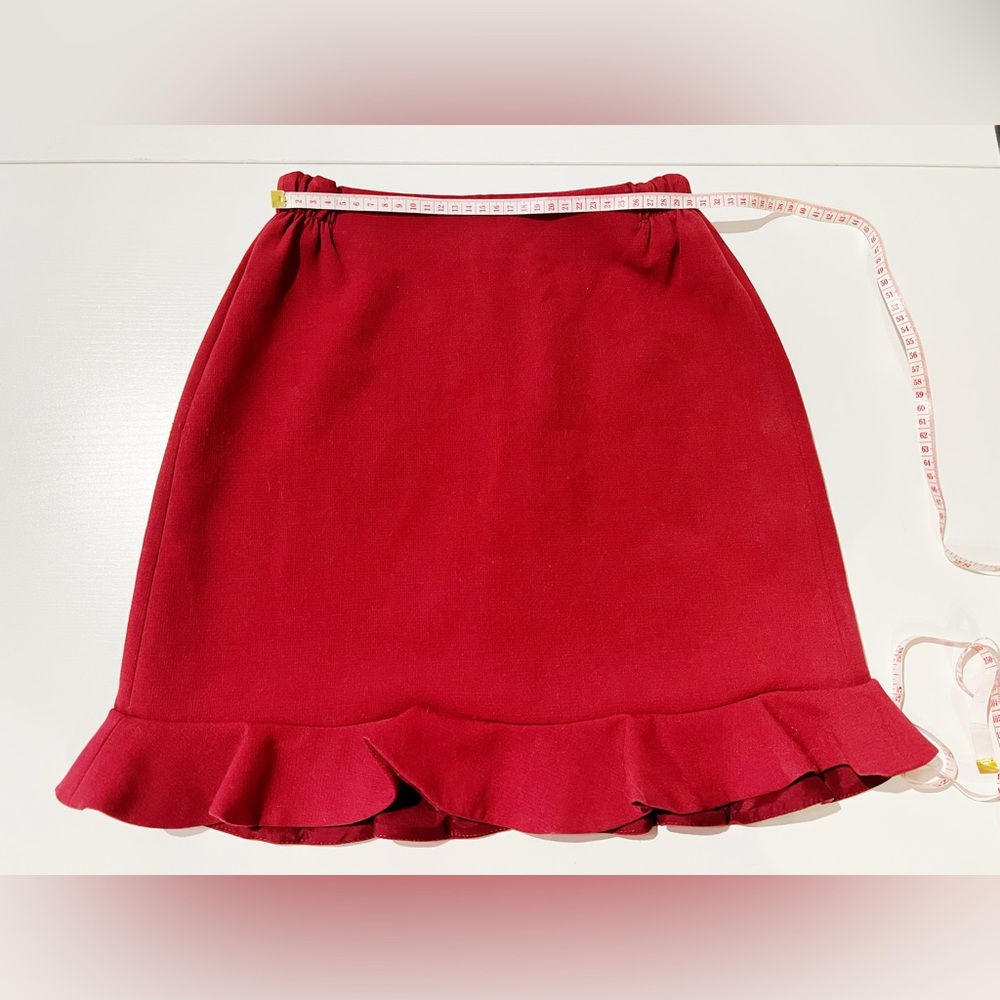 French Connection Red Mini Skirt with Ruffle Hem